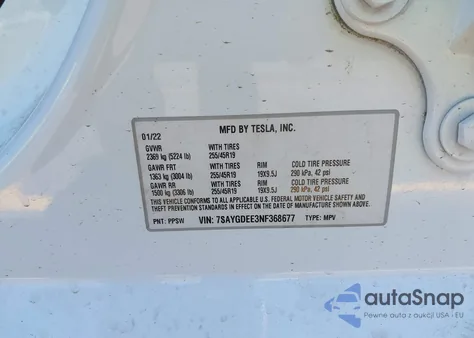 2022 Tesla Model Y Long Range Dual Motor All-Wheel Drive from USA, damaged, VIN 7SAYGDEE3NF368677